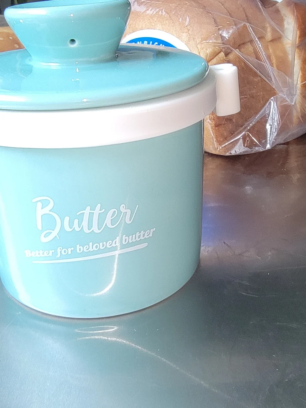 Turquoise Butter Ceramic Crock Bell